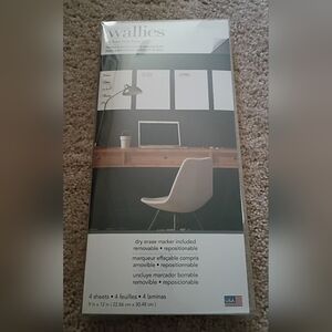 Wallies Home Office Repositionable Dry Erase Wall Stickers With Marker BNIP